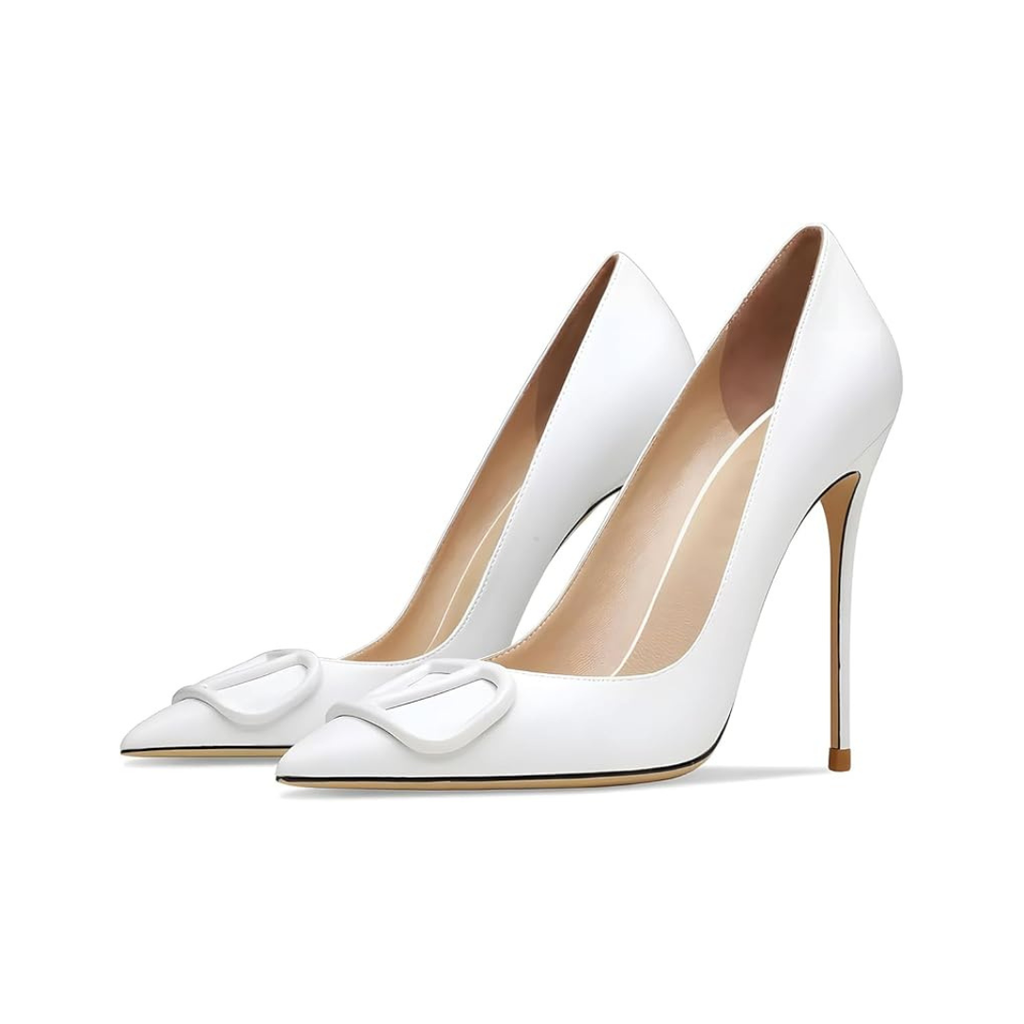 Mexidon Zapatillas de Tacón Alto Mujer | Punta Fina, Hebilla con Pedrería y Tacón de Aguja