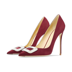 Mexidon Zapatillas de Tacón Alto Mujer | Punta Fina y Hebilla con Pedrería