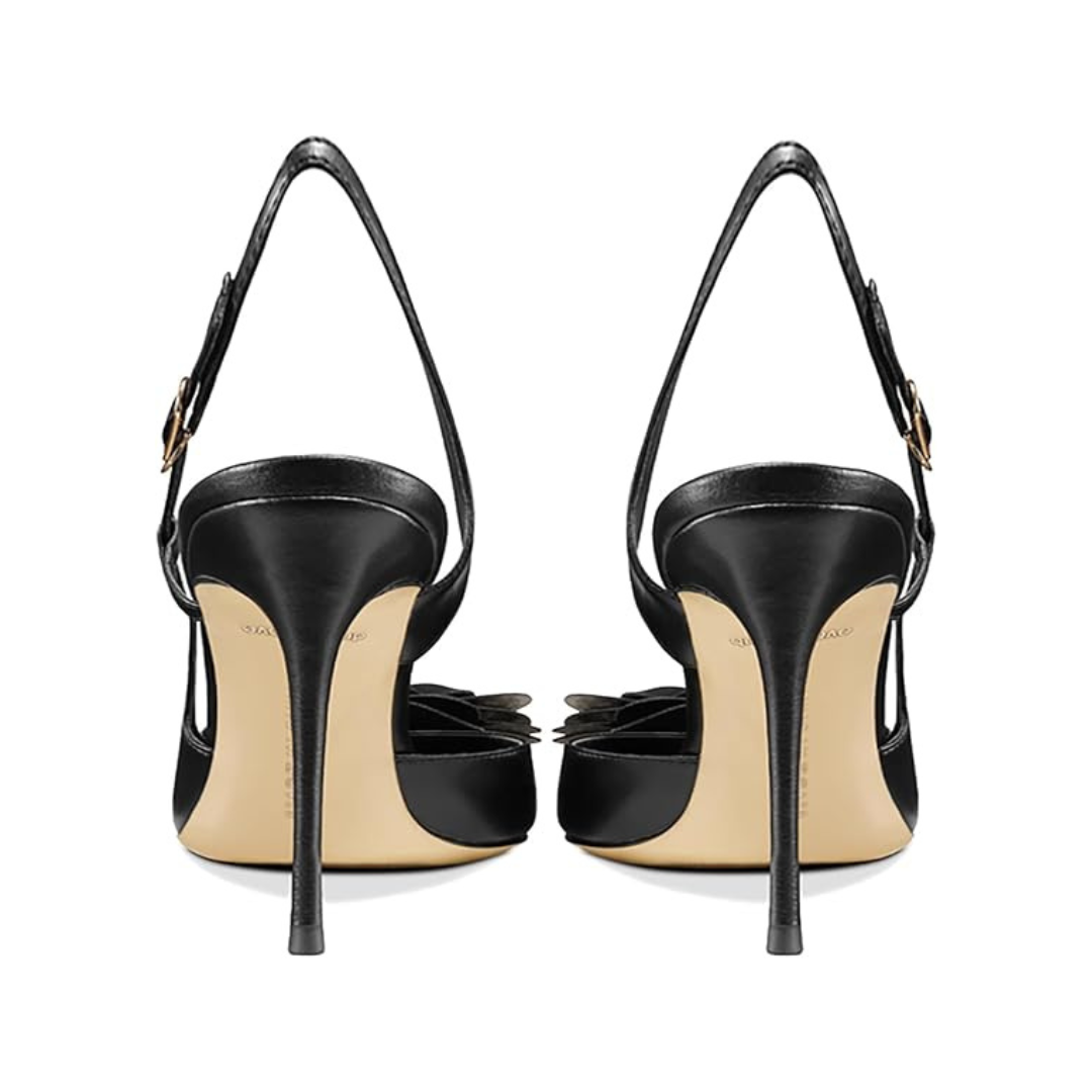 Mexidon Zapatillas de Tacón Alto Mujer | Punta Fina con Flor Decorativa y Correa