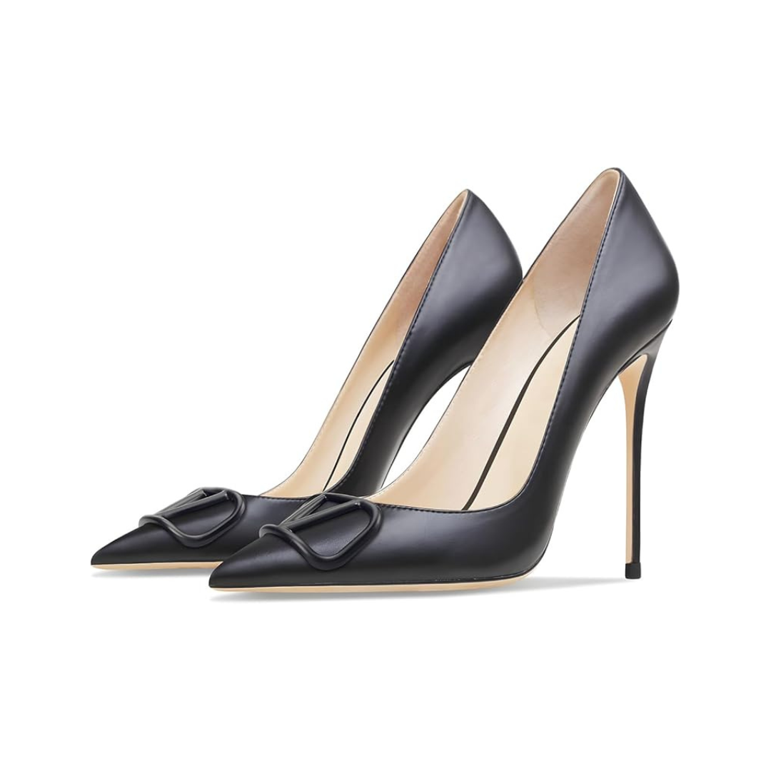 Mexidon Zapatillas de Tacón Alto Mujer | Punta Fina, Hebilla con Pedrería y Tacón de Aguja