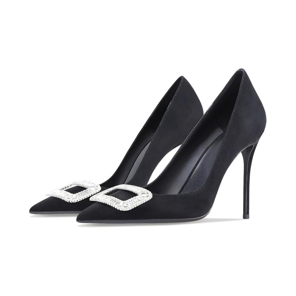 Mexidon Zapatillas de Tacón Alto Mujer | Punta Fina y Hebilla con Pedrería