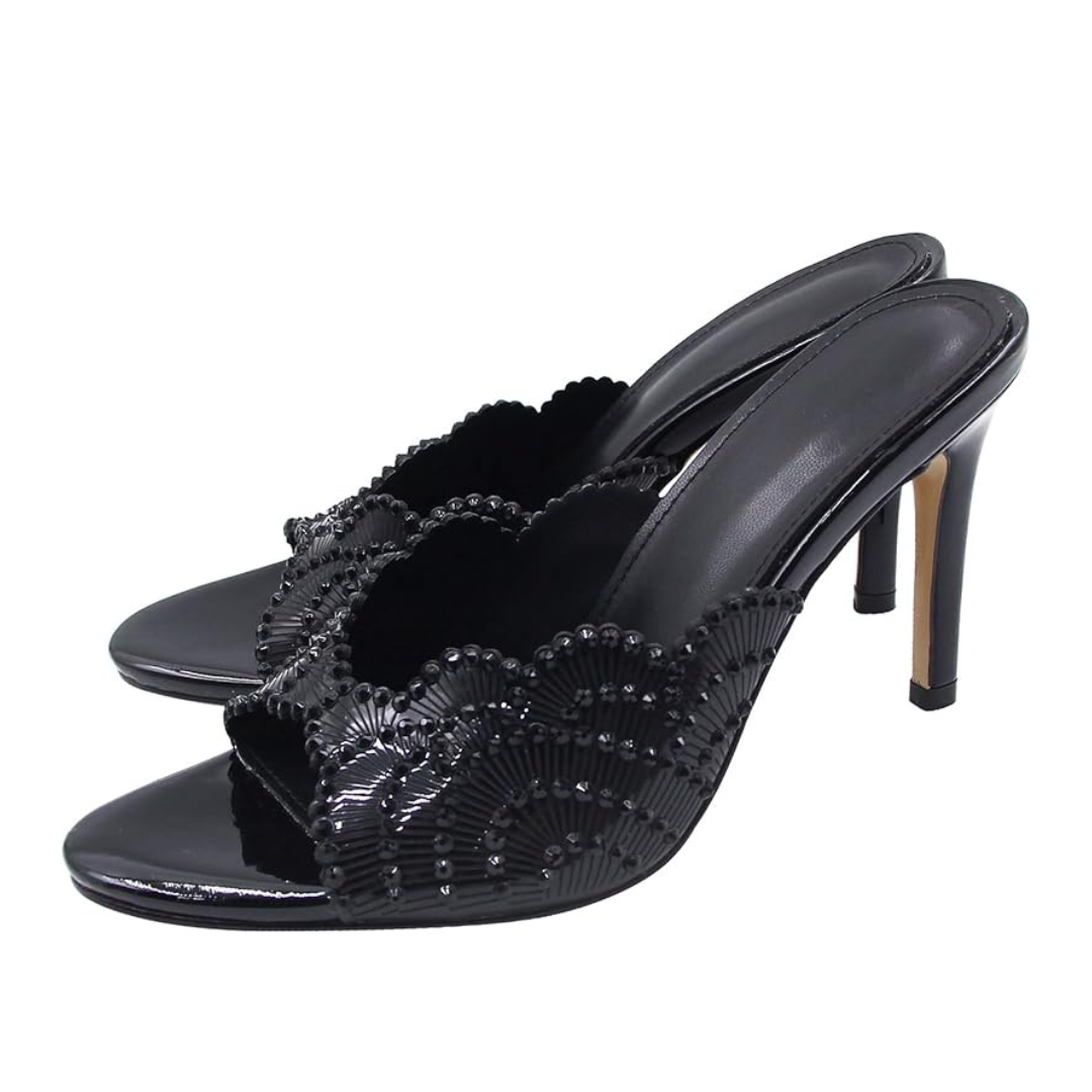 Mexidon Sandalias de Tacón Alto Mujer | Punta Abierta con Flor y Pedrería