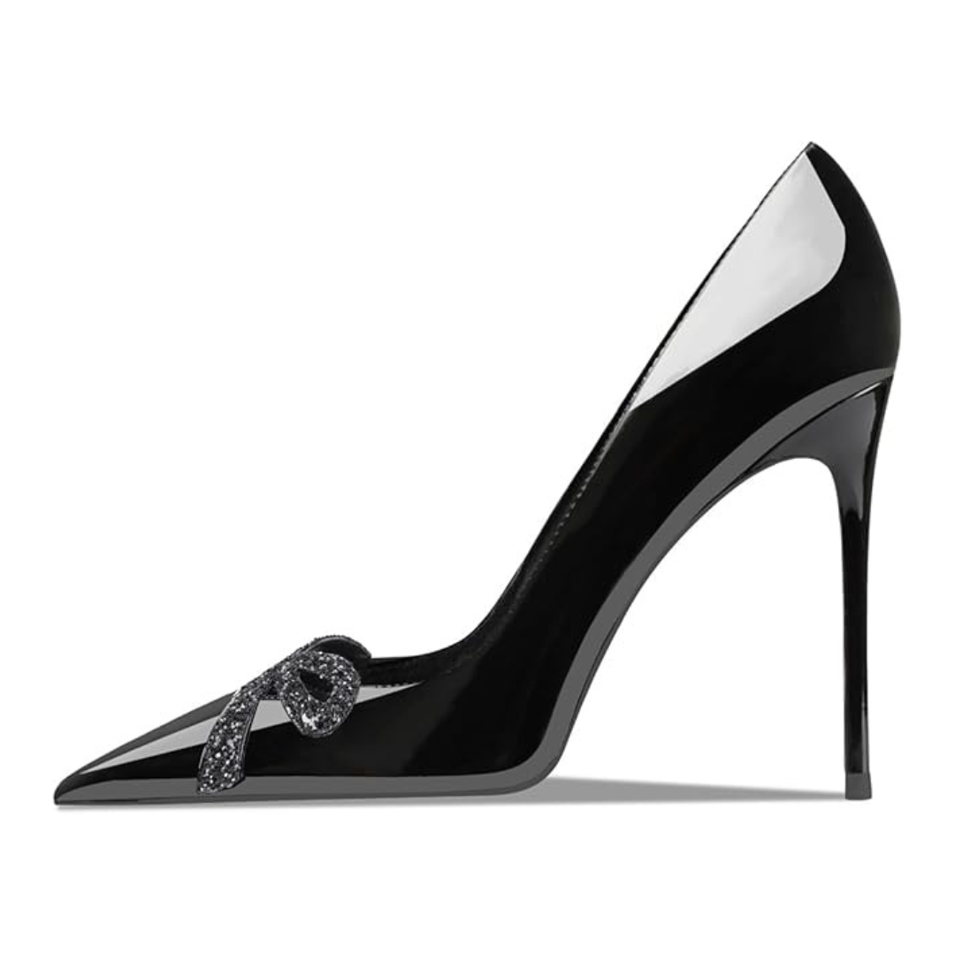 Mexidon Zapatillas de Tacón Alto Mujer | Punta Fina con Mariposa y Lentejuelas