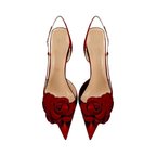 Mexidon Zapatillas de Tacón Alto Mujer | Punta Fina con Flor Decorativa y Correa