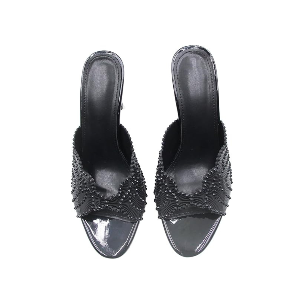 Mexidon Sandalias de Tacón Alto Mujer | Punta Abierta con Flor y Pedrería