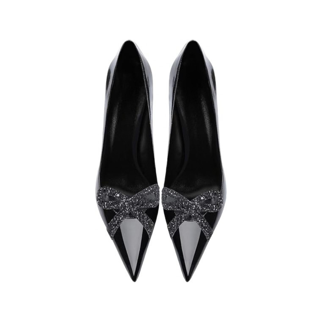 Mexidon Zapatillas de Tacón Alto Mujer | Punta Fina con Mariposa y Lentejuelas