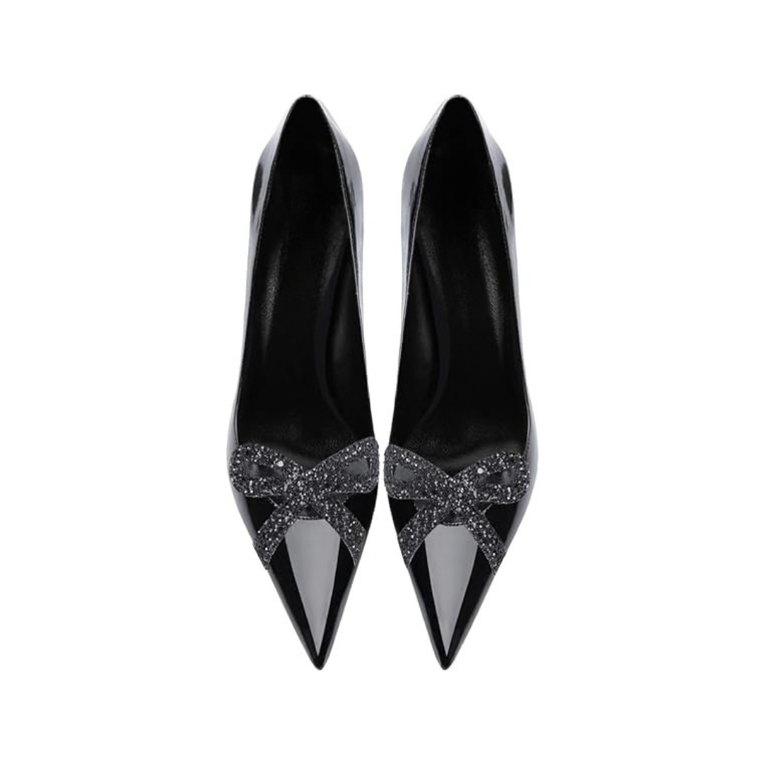 Mexidon Zapatillas de Tacón Alto Mujer | Punta Fina con Mariposa y Lentejuelas