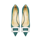 Mexidon Zapatillas de Tacón Alto Mujer | Punta Fina y Hebilla con Pedrería