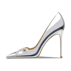 Mexidon Zapatillas de Tacón Alto Mujer | Punta Fina con Mariposa y Lentejuelas