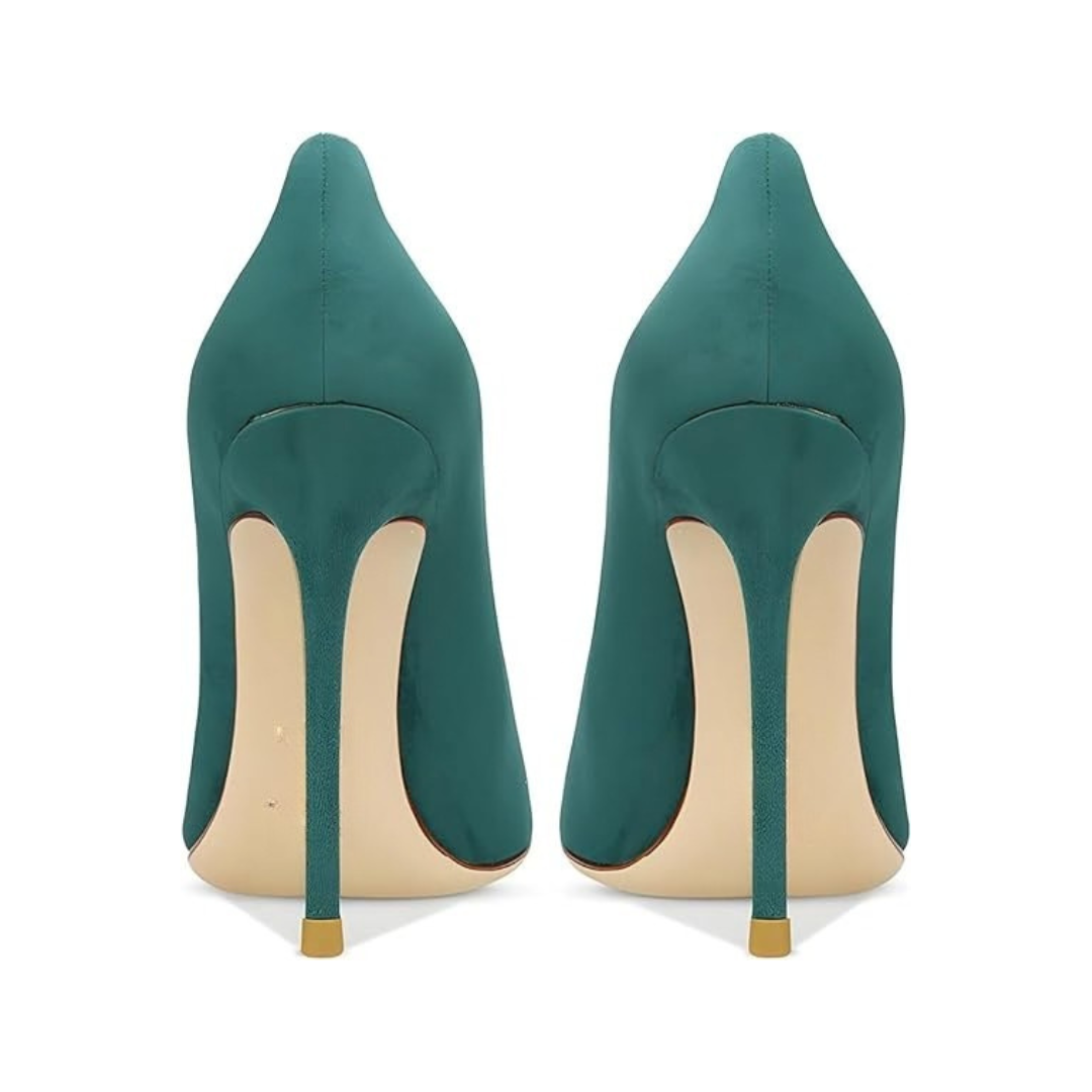 Mexidon Zapatillas de Tacón Alto Mujer | Punta Fina y Hebilla con Pedrería