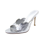 Mexidon Sandalias de Tacón Alto Mujer | Punta Abierta con Flor y Pedrería