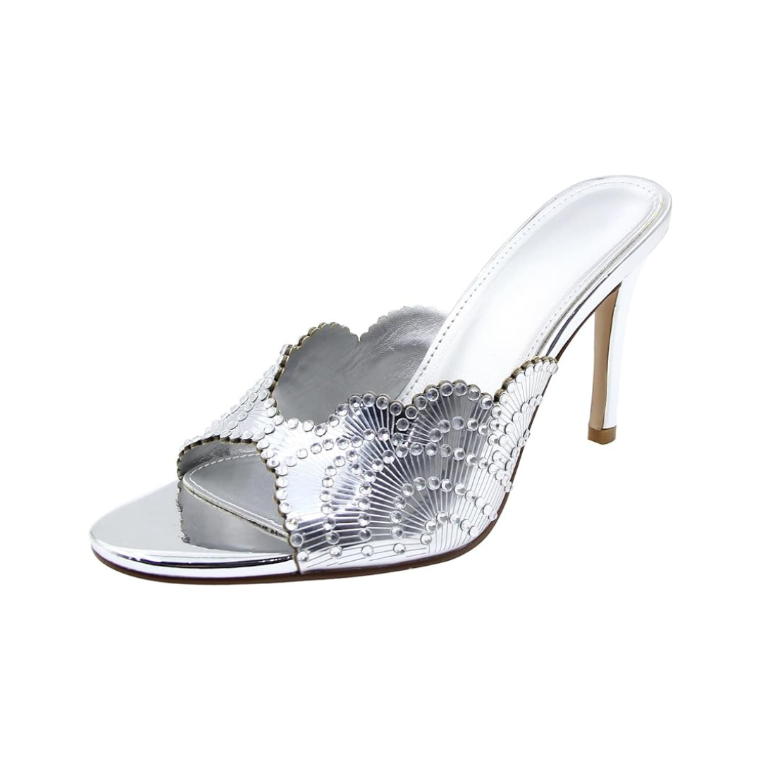 Mexidon Sandalias de Tacón Alto Mujer | Punta Abierta con Flor y Pedrería