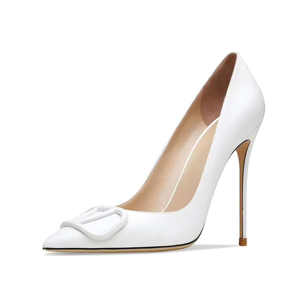 Mexidon Zapatillas de Tacón Alto Mujer | Punta Fina, Hebilla con Pedrería y Tacón de Aguja