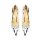 Mexidon Zapatillas de Tacón Alto Mujer | Punta Fina con Mariposa y Lentejuelas