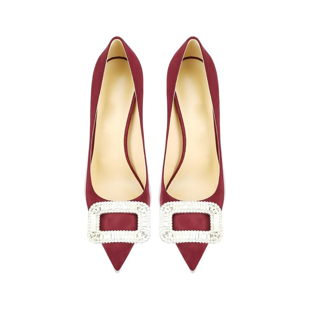 Mexidon Zapatillas de Tacón Alto Mujer | Punta Fina y Hebilla con Pedrería