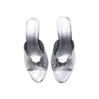 Mexidon Sandalias de Tacón Alto Mujer | Punta Abierta con Flor y Pedrería