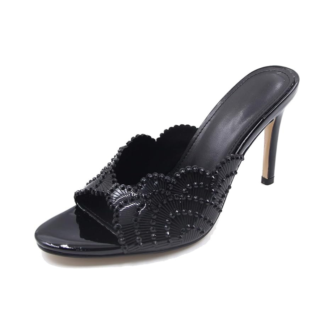 Mexidon Sandalias de Tacón Alto Mujer | Punta Abierta con Flor y Pedrería